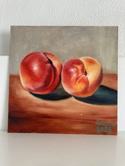 Oil Painting Still Life Art For Kitchen Peaches Gift 20x20cm Wall Art Fruits