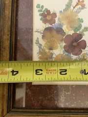 Bronze Framed & Maroon Matted Pressed Flowers 9.25 x 7.25” Signed CottageCore