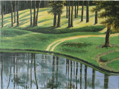 Untitled (Golf Series) by Kenneth Stancin Oil/Acrylic on Canvas 40” x 30″