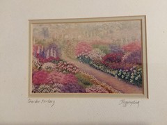Vintage „Garden Fantasy“ Pastel Painting Drawing Barbara Pappendick GC