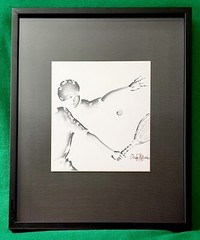 DRUE KATAOKA Original SIGNED Sumi-e TENNIS PLAYER Painting SPORT Drew JAPANESE
