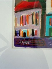 Shlomo Alter Lazy Evenings Hand Signed 71/495 Serigraph Framed Primitive Art