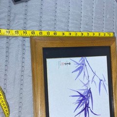 Original Watercolor Painting Yumiko Ichikawa Purple Bamboo Leaves Flowers Framed