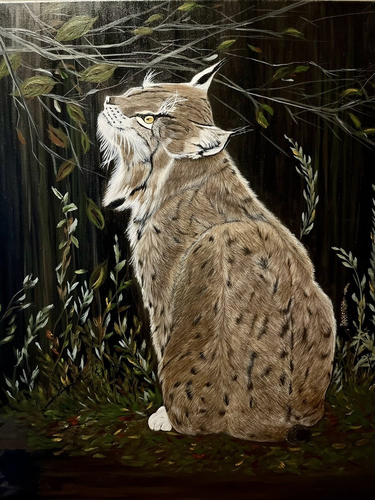 Original Lynx Portrait Painting On Canvas