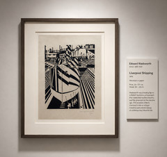 woodcut print titled Liverpool Shipping by British artist Edward Wadsworth