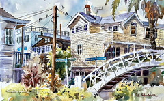 Vintage SHERMAN CANAL in VENICE BEACH CaLiFoRnia Painting by John Bohnenberger!
