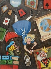 5×7 RYTA Alice In Wonderland print of painting Illustration King Gnome Clock Art