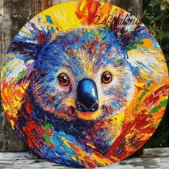 8″ Color-Splashed Koala Round Aluminum Art – Home/Garden/Porch Decor