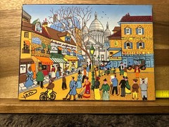 French Street Scene Painting Sacre Coeur Montmartre Paris Folk Art Style Signed