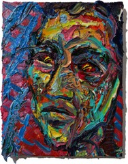 PORTRAIT OIL█PAINTING OUTSIDER█WRITING ON FACE EXPRESSIONIST█ORIGINAL POP URBAN█