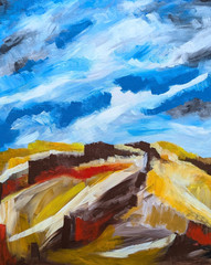 Landscape Painting Abstract Original Clouds Canyon Modern Art Samantha McLean