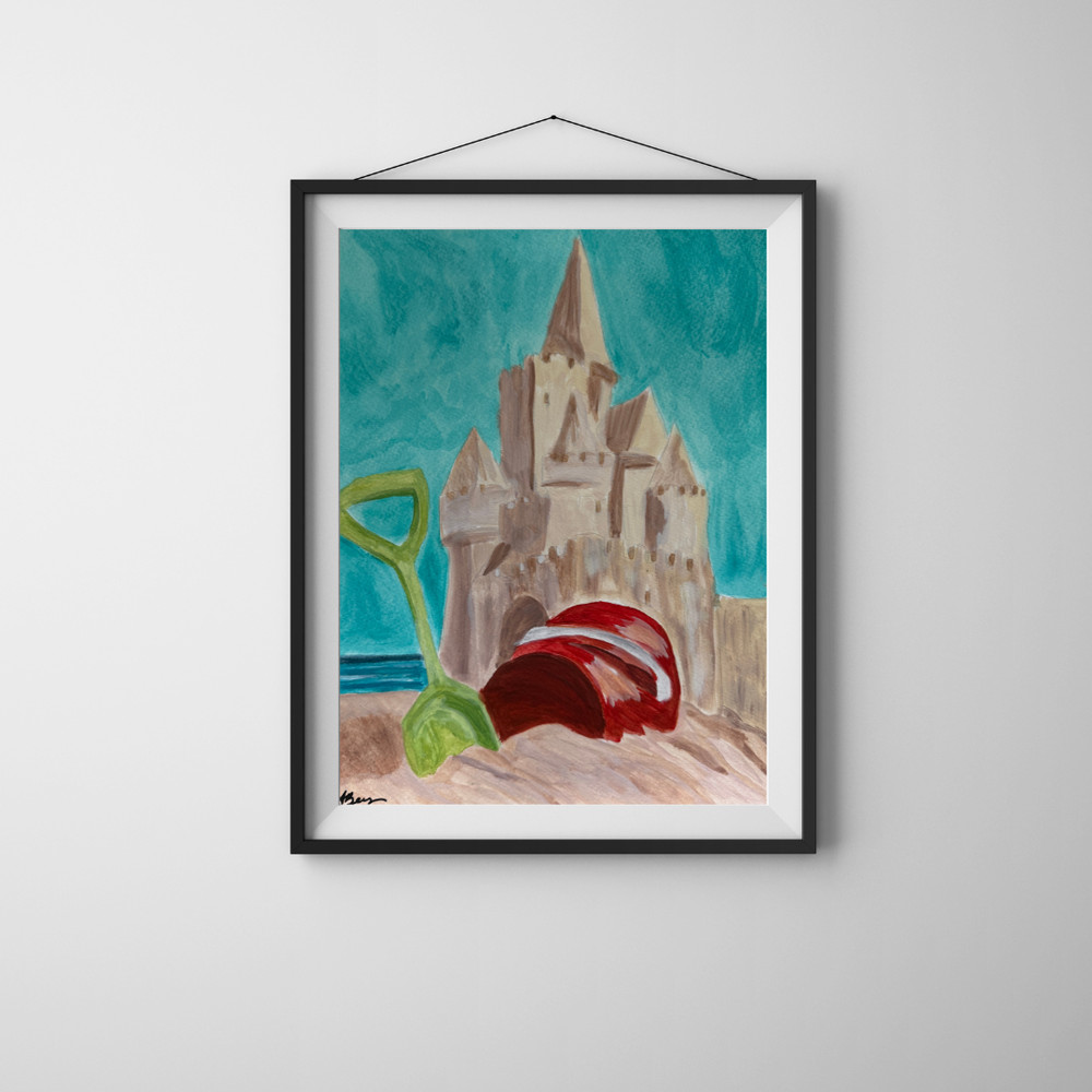Abstract Expressionism Acrylic Art on 9×12 Paper – Sandcastle