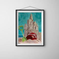 Abstract Expressionism Acrylic Art on 9×12 Paper – Sandcastle