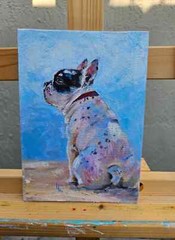 French Bulldog Original Oil Painting, Dog Art Work, Pet Portrait Paint, 5×7″