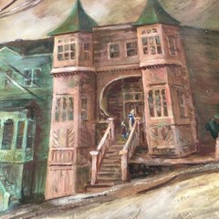 ANNA WILSON LISTED HOLLYWOOD CA ARTIST PAINTING ~ BUNKER HILL VICTORIAN HOUSES