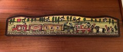 Bonnie Grilli Signed Folk Art Original Painting on Wood “Cow Catcher” Train RR
