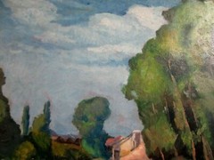 Signed Orrin A White Oil Painting With California Landscape Of Eucalyptus Trees