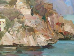 Oil painting It’s a nasty day Seascape Ukrainian painter Сanvas Framed original