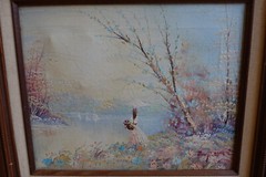 Alfred Du Pont Oil Painting on Cavas Woman by the Lake Framed with Appraisal