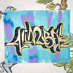 NIMBUS Graffiti Style Art GLITTER +GOLD Canvas Panel Painting Original 10×8 OOAK