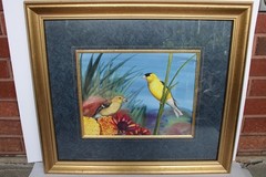 2002 Steve Leonardi „Gold Rush“ Goldfinch Watercolor Painting, Wildlife Artist