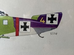 ORIGINAL WW1 AVIATION AIRPLANE WATERCOLOR PAINTING SIGNED SEELY