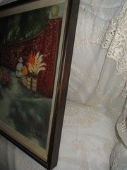 VTG Oil Painting on Canvas Ernestine Trotter Selling Flowers in Charleston SC