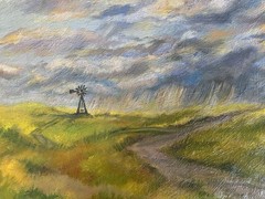 Original Oil Painting Landscape Windmill Signed 12×14”