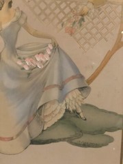 Maude Eggemeyer Water Color ~ Signed Colonial Courting Scene Framed RARE FIND🦄