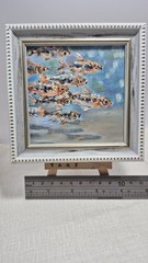 Original autographed oil painting in a frame. Fish. Impressionism. 4×4 inches.