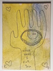 e9Art ACEO hand with eye outsider art brut naive