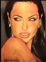 von Wening art Agelina Jolie giclee print of original oil Painting 22″x 28″x .5