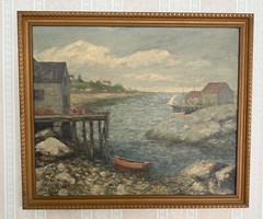 Original Framed C.E.D Rodick Oil on Board – Maritime Seascape