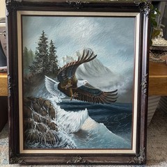 ROBERT ABBETT AMERICAN EAGLE LARGE ORIGINAL OIL ON CANVAS LANDSCAPE PAINTING