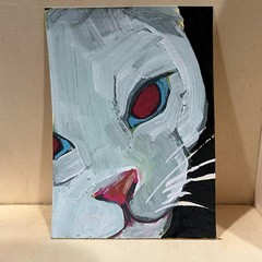 ACEO Original Art Card 2.5 x 3.5 Gouache mini painting cat/kitten