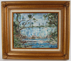 Original Hecto Vidal Oil Painting „Salto del Hanabanilla“ Cienfuegos Cuba 14×11