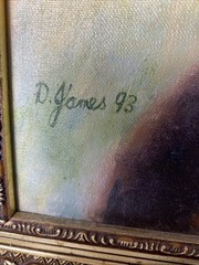 Vintage Doris James Oil Painting Portrait Lady In Hat Framed Impressionist Style
