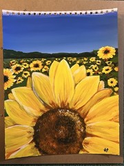 Hand Painted Bright Sunflowers Easy To Frame Wall Art Acrylic 11×13” Art Paper