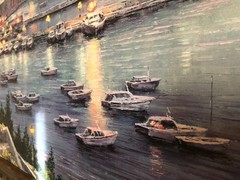 S. Sam Park „Twilight at Amalfi“ Hand Embellished Serigraph on Canvas Framed