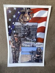 ANTHONY DOUGLAS Lithograph Signed Limited Edition 9/11 USMC Pentagon~141/2001~