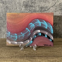 Original 5″ X 7″ Abstract Acrylic Painting On Canvas Panel With Easel