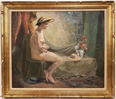 1940s AMERICAN IMPRESSIONIST PAINTING FEMALE NUDE Margaret Campbell Hoopes