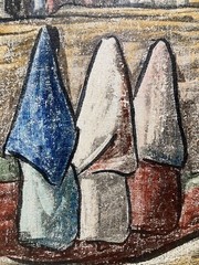 RAPHAEL MOISES MEXICO MODERNIST OLD MISSION MURAL STYLE MID CENTURY PAINTING