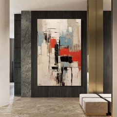 Handmade Oil Painting Abstract Art Oil On Canvas For Living Room Blue Red