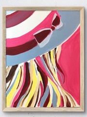 Summer vacation girl expressionism modern wall art painting 14X11 canvas