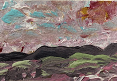 ACEO Artist Card 3.5 X 2.5 Abstract Landscape Acrylic Original Painting on Paper