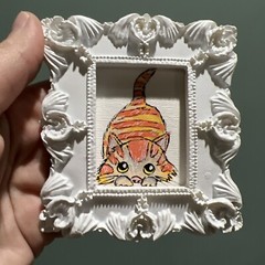 Ginger Cat,cute,funny original miniature painting,small,mini