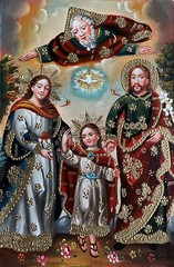 Sacred Family Original Painting Oil on Canvas Cusco School 7 3/8 x 11 1/4