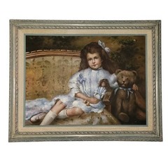 Vintage Child Portrait Oil Painting After George Hall Neale Signed Men Framed