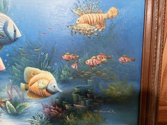 Original C. Benoit Textured Oil on Canvas 3d sea Life Signed Painting